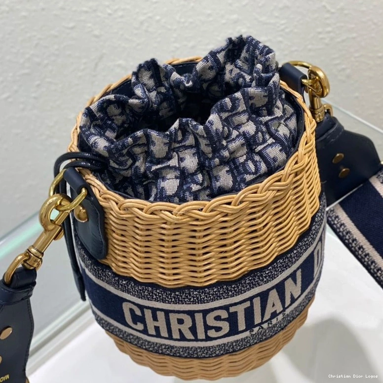 Cheap and Bucket Bag Motif Canvas Wicker Blue Dior Oblique 0727 Luxury